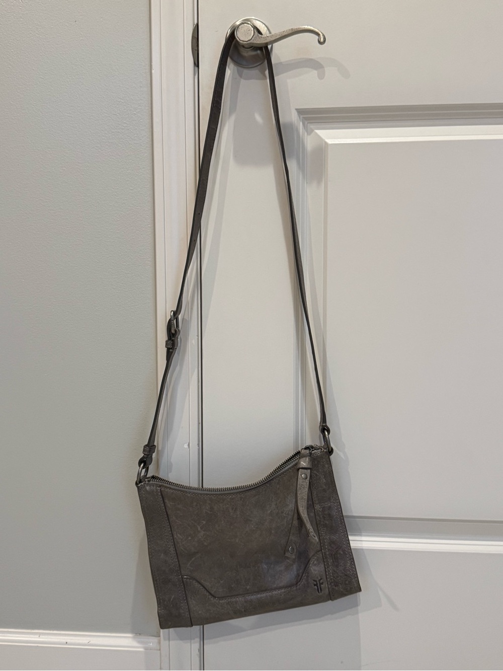 Frye Gray Leather Crossbody Bag